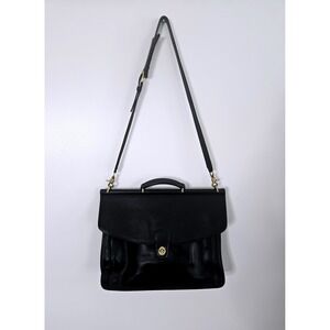 Coach Vintage Black Leather Beekman Briefcase 5266 Business Laptop Bag Strap Tag